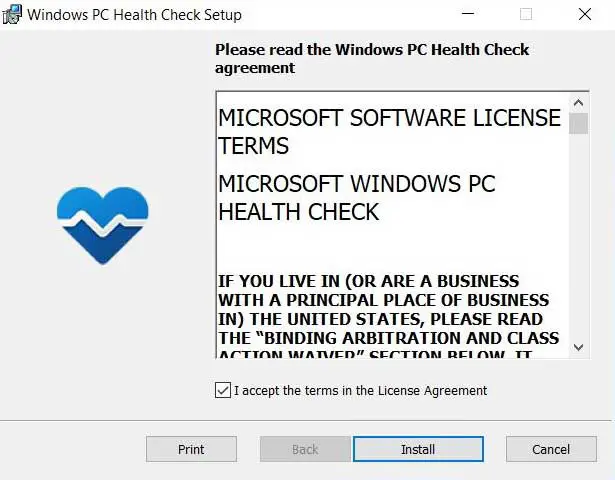 install pc health check app on windows