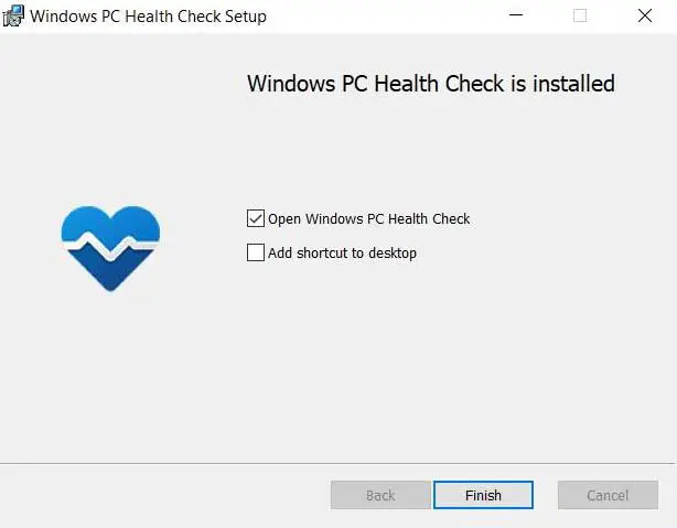 windows pc health check app installed
